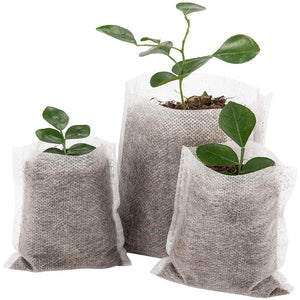 100PC Multi-size Biodegradable Non-woven Nursery Bags Plant Grow Bags Fabric Seedling Pots Eco-Friendly Aeration Planting Bags