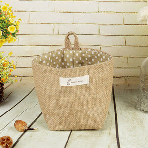 Small Storage Sack Stripe Dot Hanging bag Sundries storage basket jute cloth bag Flower Pot Cosmetic Bag Home Decor 14*12.5cm