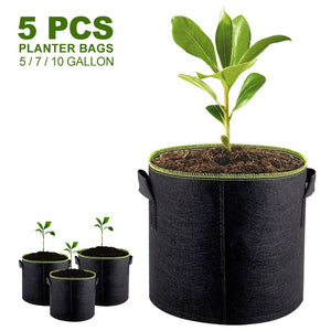 5pcs 5/7/10 Gallon Felt Plant Growing Bags Vegetable Flower Potato Pot Container Garden Planting Basket Farm Home Mushroom Seed