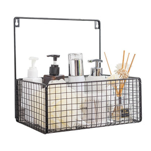 Nordic Hanging Wall Mounted Iron Storage Basket Box Toiletries Makeup Organizer for Kitchen Bathroom White & Black New